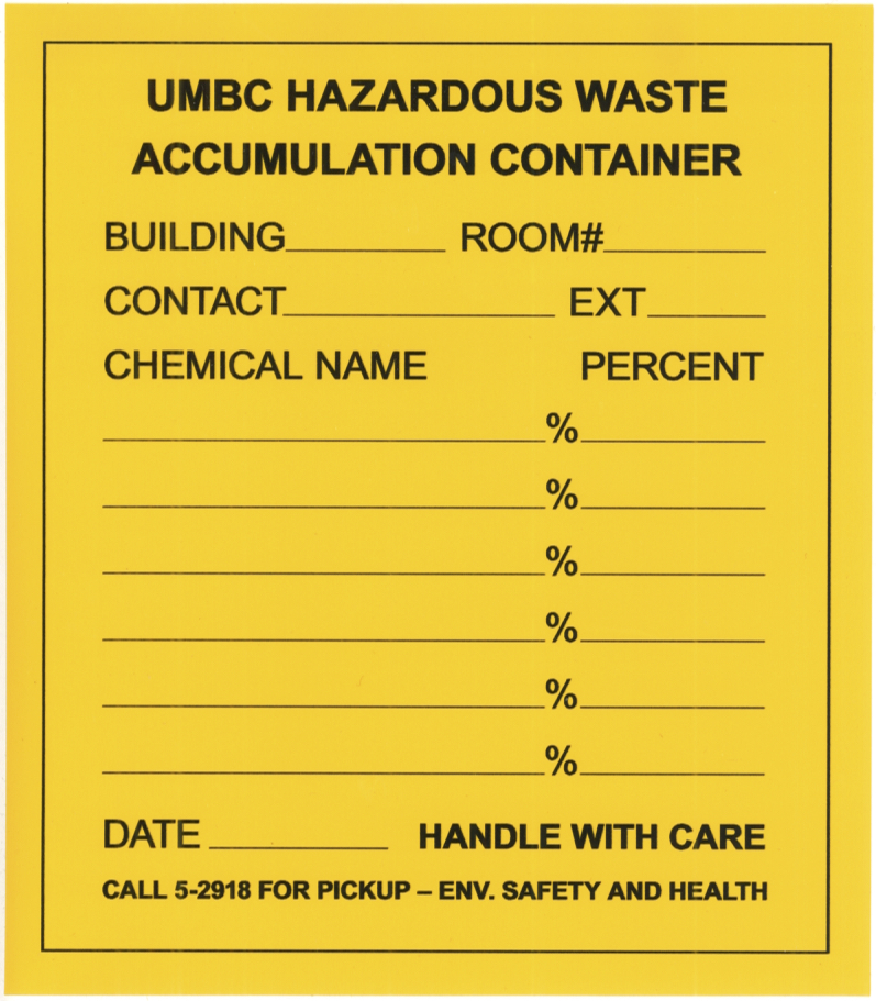 Chemical Waste Disposal Environmental Safety And Health UMBC